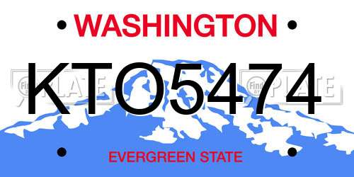 KTO5474 Washington License Plate