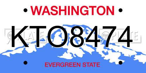 KTO8474 Washington License Plate