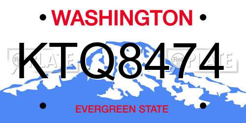 KTQ8474 Washington License Plate
