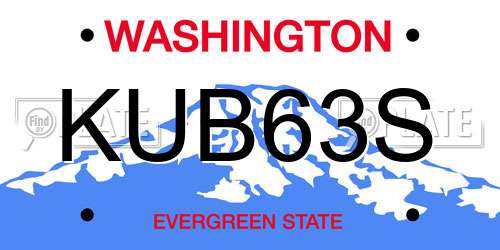 KUB63S Washington License Plate