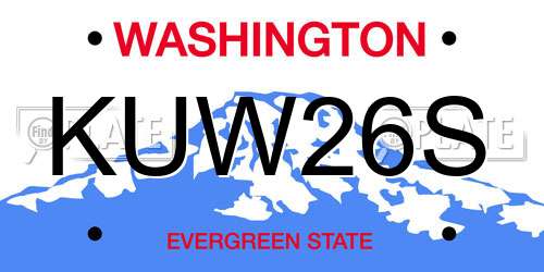 KUW26S Washington License Plate