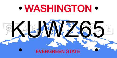 KUWZ65 Washington License Plate
