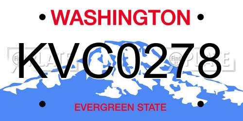 KVC0278 Washington License Plate