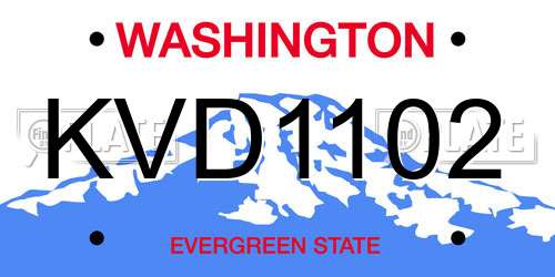 KVD1102 Washington License Plate