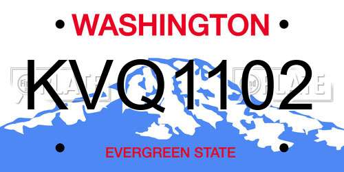 KVQ1102 Washington License Plate