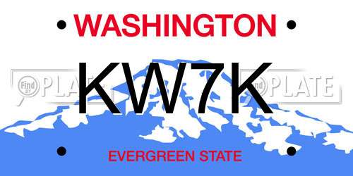 KW7K Washington License Plate