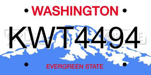 KWT4494 Washington License Plate
