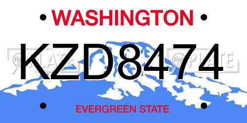 KZD8474 Washington License Plate