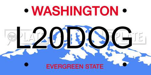 L20DOG Washington License Plate