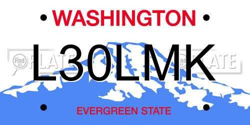 L30LMK Washington License Plate