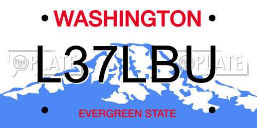 L37LBU Washington License Plate