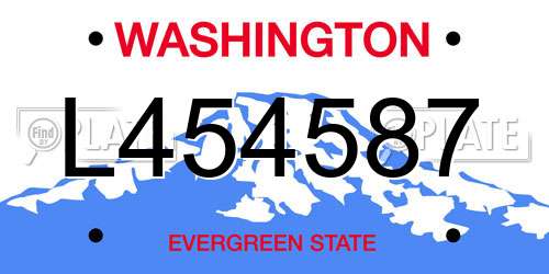 L454587 Washington License Plate