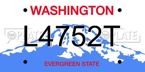 L4752T Washington License Plate
