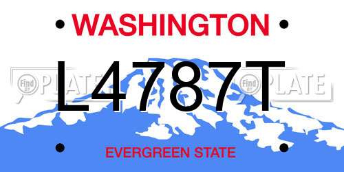 L4787T Washington License Plate