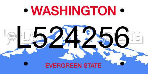 L524256 Washington License Plate