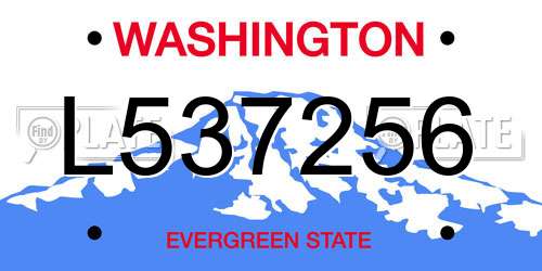 L537256 Washington License Plate
