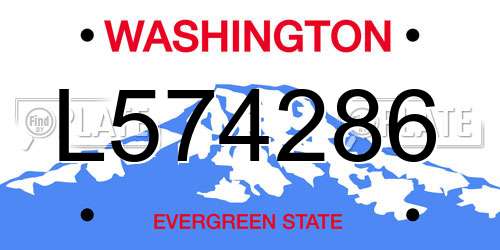 L574286 Washington License Plate