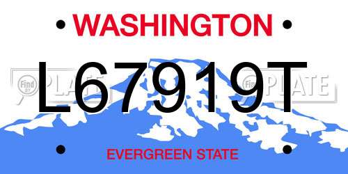 L67919T Washington License Plate