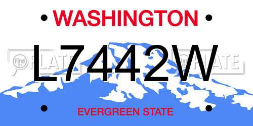 L7442W Washington License Plate