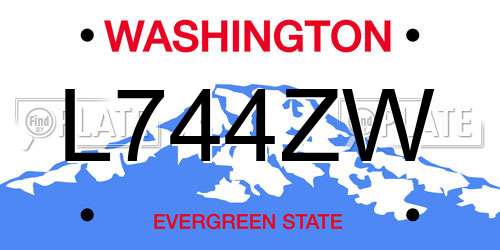 L744ZW Washington License Plate