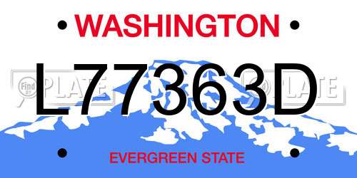 L77363D Washington License Plate