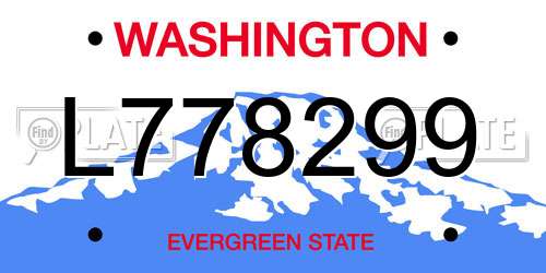 L778299 Washington License Plate