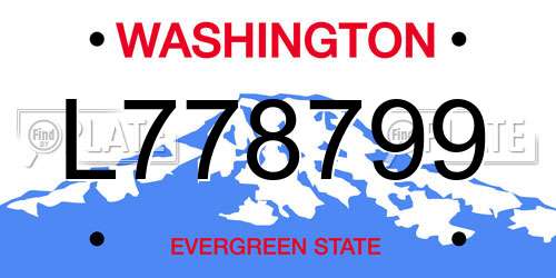 L778799 Washington License Plate