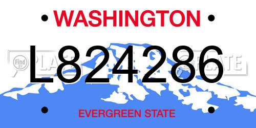 L824286 Washington License Plate