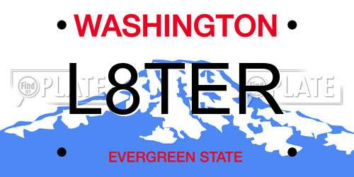 L8TER Washington License Plate