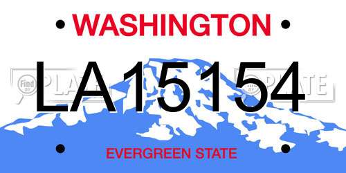 LA15154 Washington License Plate