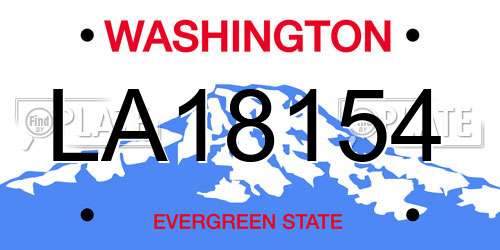 LA18154 Washington License Plate