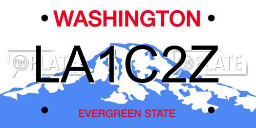 LA1C2Z Washington License Plate