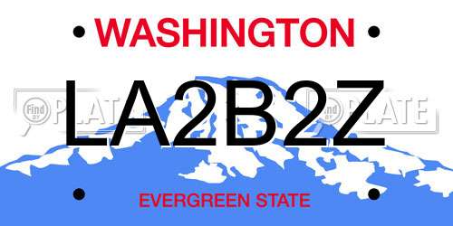 LA2B2Z Washington License Plate