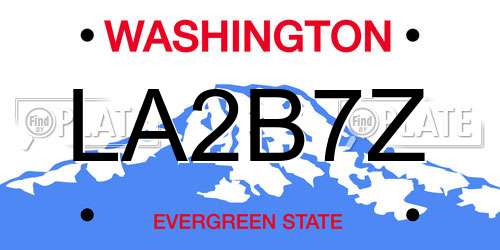 LA2B7Z Washington License Plate
