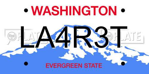 LA4R3T Washington License Plate