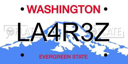 LA4R3Z Washington License Plate
