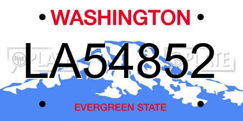 LA54852 Washington License Plate