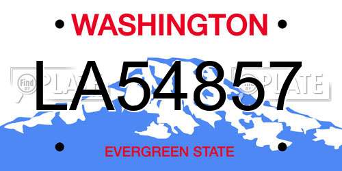 LA54857 Washington License Plate