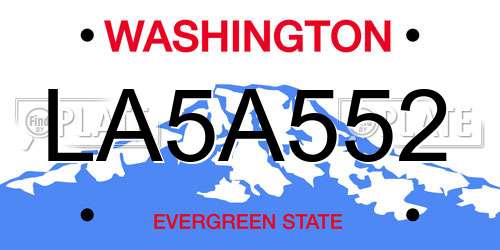 LA5A552 Washington License Plate