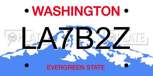 LA7B2Z Washington License Plate