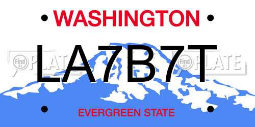 LA7B7T Washington License Plate