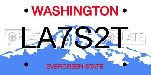 LA7S2T Washington License Plate