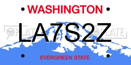 LA7S2Z Washington License Plate