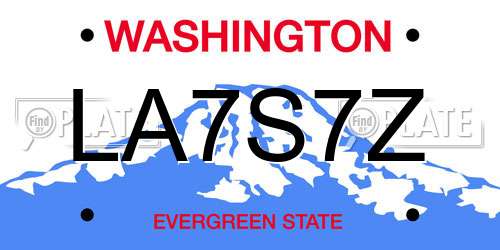 LA7S7Z Washington License Plate