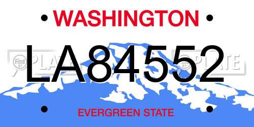 LA84552 Washington License Plate