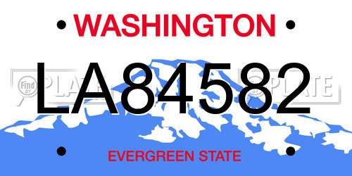 LA84582 Washington License Plate