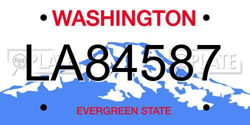 LA84587 Washington License Plate