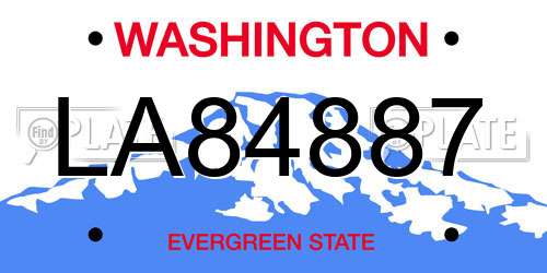 LA84887 Washington License Plate
