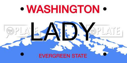 LADY Washington License Plate