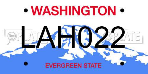 LAH022 Washington License Plate